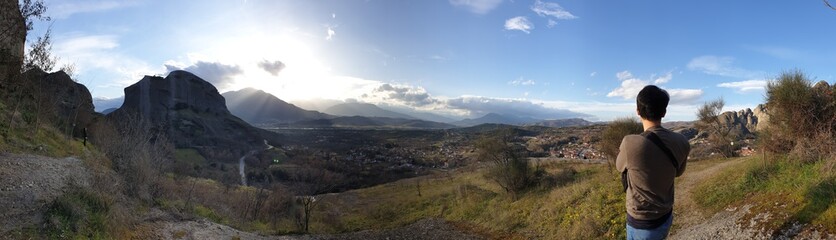 panorama of beautiful sky with model
