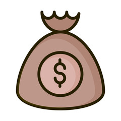 money bag bank financial business stock market line and fill icon