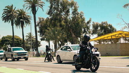 motorcycle on the road in Santa Monica