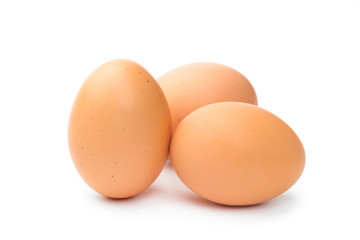 farm brown chicken eggs on a white background