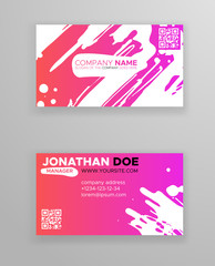 Fototapeta premium Creative color business card templates with minimalistic design. Abstract ink brush strokes.