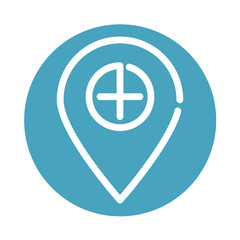 pin location emergency assistance medical and health care block style icon