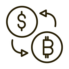 money dollar bitcoin exchange financial business stock market line style icon
