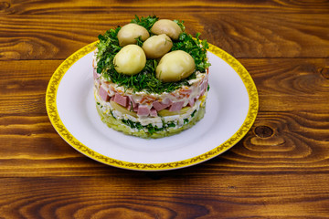 Traditional Russian layered salad 