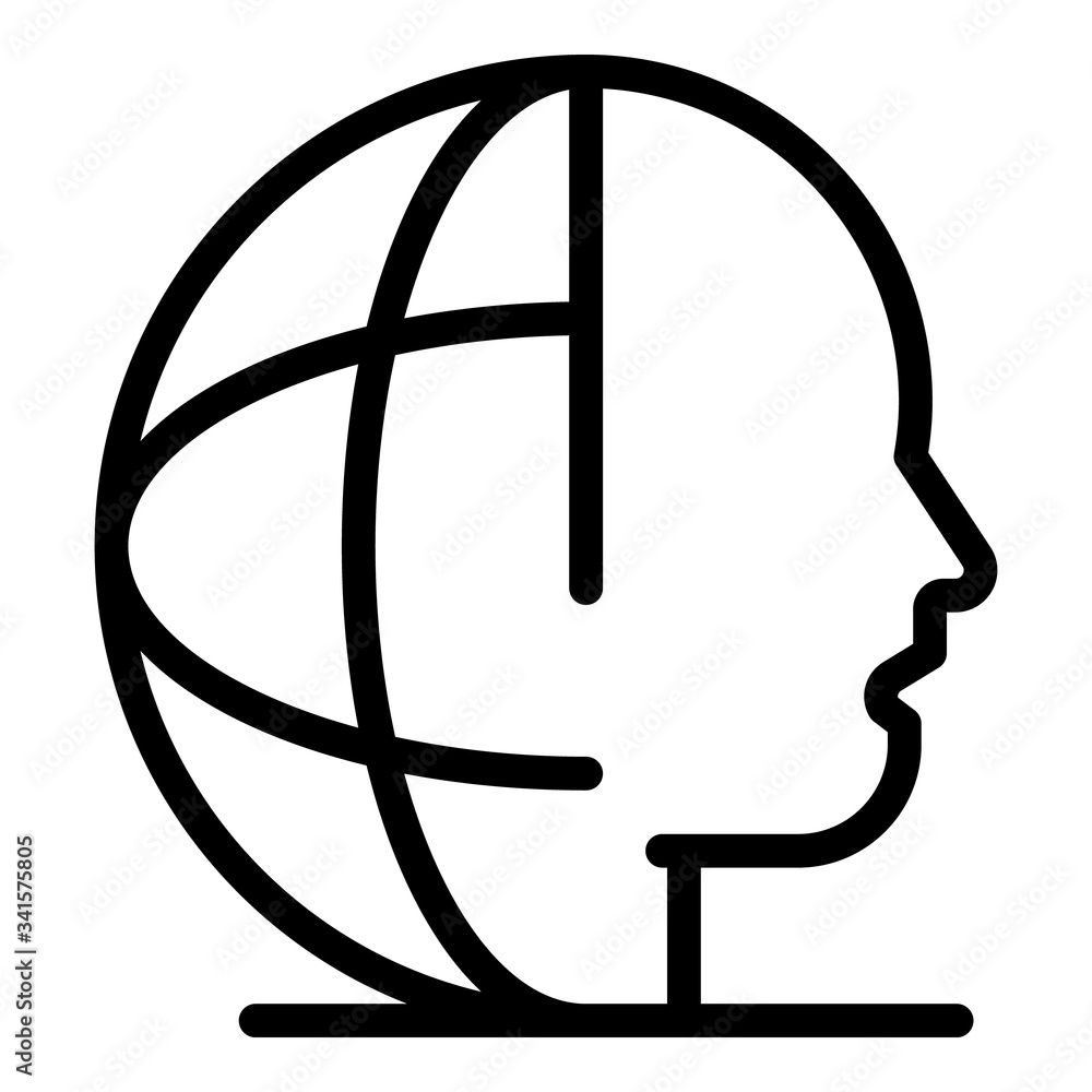 Poster global thinking icon. outline global thinking vector icon for web design isolated on white backgroun