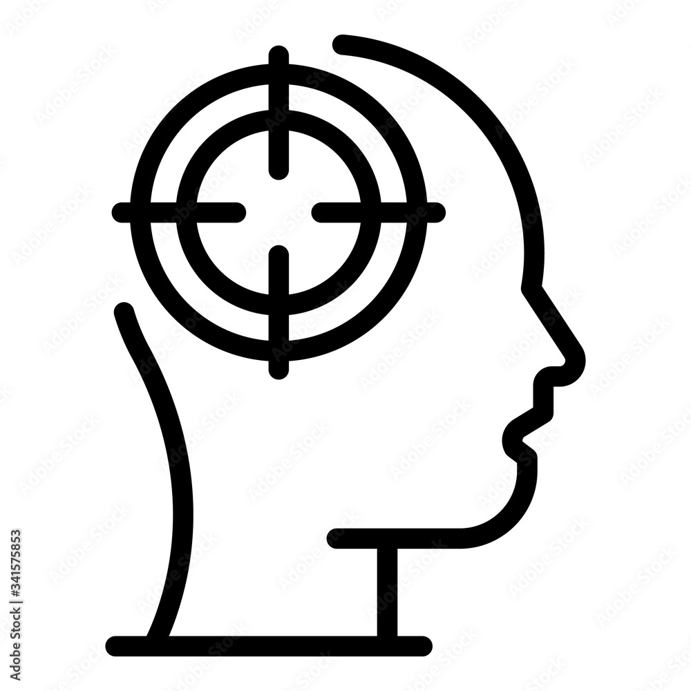 Poster head task target icon. outline head task target vector icon for web design isolated on white backgro