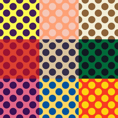 Seamless pattern of large polka dots, different color combinations
