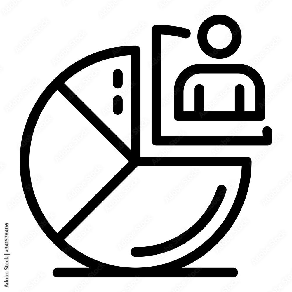 Poster pie chart recruiter icon. outline pie chart recruiter vector icon for web design isolated on white b