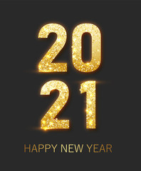 Happy new year 2021 banner.Golden Vector luxury text 2021 Happy new year. Gold Festive Numbers Design. Happy New Year Banner with 2021 Numbers