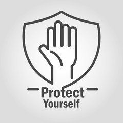 Obraz premium protect yourself prevention stop covid 19, pandemic coronavirus, outbreak disease respiratory