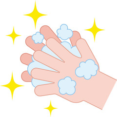 手洗いでピカピカになる手（線あり）