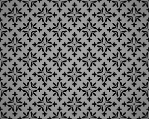 Flower geometric pattern. Seamless vector background. Black and grey ornament. Ornament for fabric, wallpaper, packaging. Decorative print