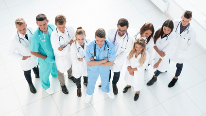 Fototapeta na wymiar top view. group of doctors and medical staff standing together