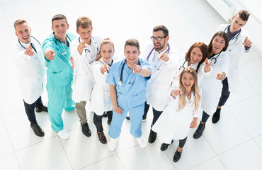 Fototapeta na wymiar top view. large group of medical professionals pointing at you