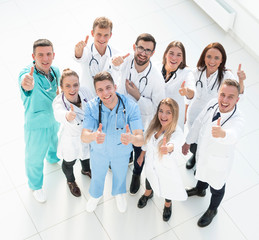 Fototapeta na wymiar top view. large group of medical professionals pointing at you