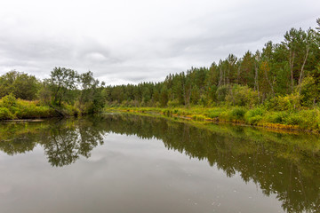 Fototapeta na wymiar Ay river near Veselovka village. Zlatoust sity, Chelyabinsk region, South Ural, Russia