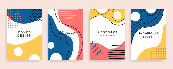 Creative cover design. Social media banner template. Editable mockup for stories, post, blog, sale and  promotion. Abstract modern coloured shapes, line arts background design for web and mobile app.