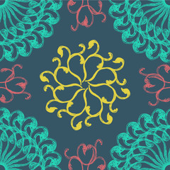 Ornamental damask repeat pattern