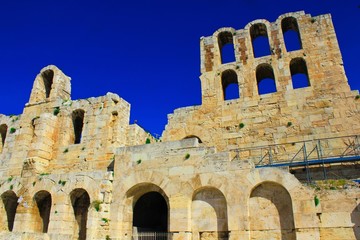 Naklejka premium View of the Odeon of Herodes Atticus, Athens, Greece, March 14 2020.
