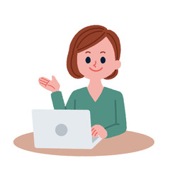 リモートで働く女性のイラスト