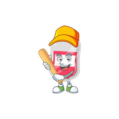 Fototapeta premium Bag of blood cartoon design concept of hold baseball stick
