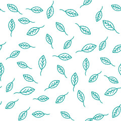 Leaves seamless pattern. Green leaves on a white background seamless pattern. Simple leaves, nature, vector.