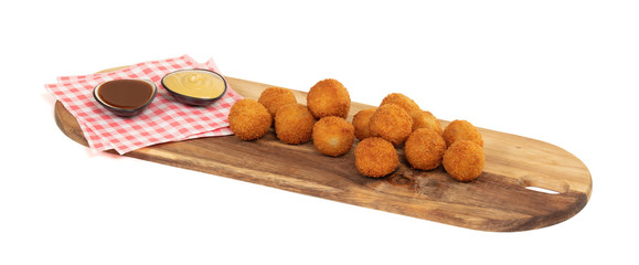 Dutch traditional snack bitterbal with a dutch flag