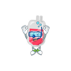 Mascot design concept of bag of blood wearing Diving glasses