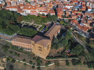 Aerial view in Benavente, village of Zamora,Spain. Drone Shoot