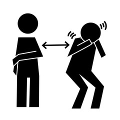 humans figures coughing social distance health pictogram silhouette style