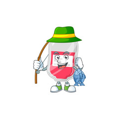A Picture of bag of blood fisher mascot design catch a fish