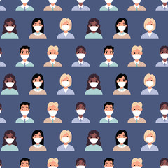 Seamless pattern of doctors in masks