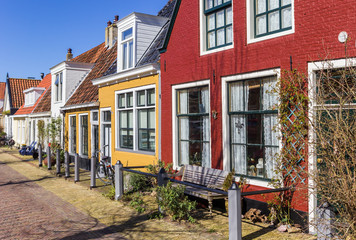 Colorful facades of old houses in Harlingen, Netherlands