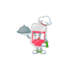 A bag of blood chef cartoon design with hat and tray