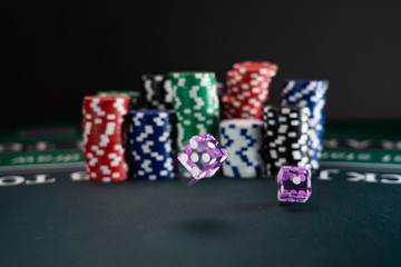 Dices at the casino table