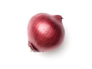 Red onion isolated on white background. Top view
