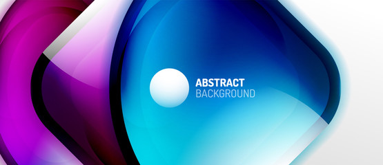 Abstract background, glossy glass shapes with shiny light effects and reflections. Modern techno design for text presentations
