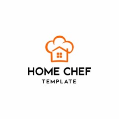 Home Chef logo design vector from creative combination of a house and a chef's hat,  good logo for catering, restaurant, home cooking, home industry etc.