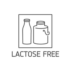 Vector logo, badge and icon for natural and organic products free from allergens ingredient. Lactose free.