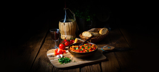 Rustic giant beans with fresh tomato sauce