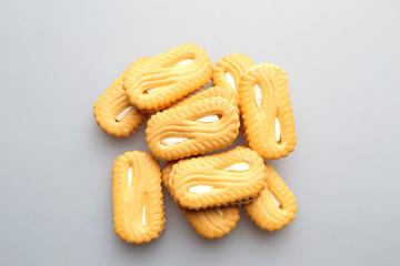Biscuits on over grey background