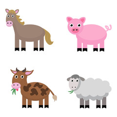 Fototapeta premium Pets. Set of drawings with Pets. Animals living on a farm.