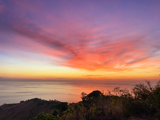 Beautiful sunset over the Andaman Sea, sun has already hidden behind the horizon, its last rays...
