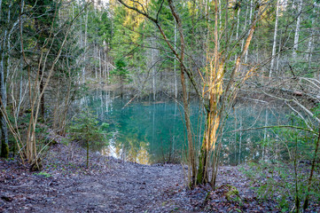 Spring Siniallikas - one of the forest spring of the river Pirita. Estonia