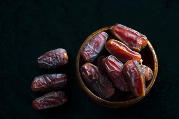 Dried date fruit in the plate