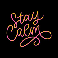 Obraz premium Slogan stay calm quarantine pandemic letter text words calligraphy vector illustration