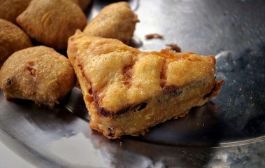 Bread Pakoda With Selective Focus, It is a Very Popular Indian Street Food or Snack