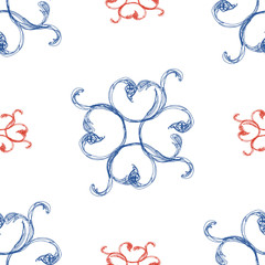 repeat pattern folk flowers