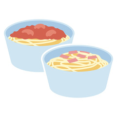 使い捨て容器に盛りつけられたパスタ