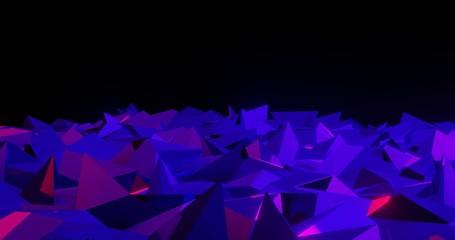 Sparkling abstract Crystal with Purple color. Crystal landscape with space for text 3D Illustration